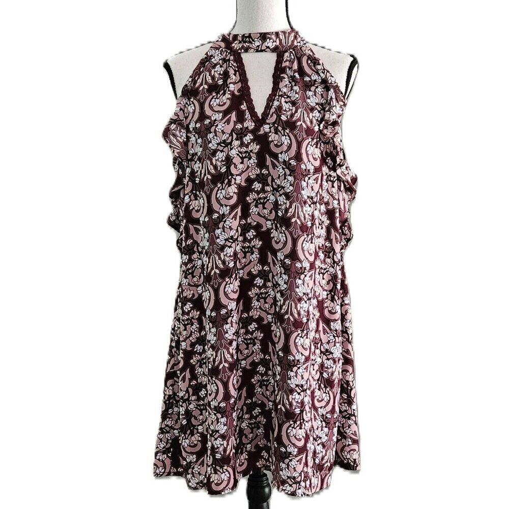 Altar'd State Women's Medium Sleeveless‎ Floral Print Halter Mini Dress